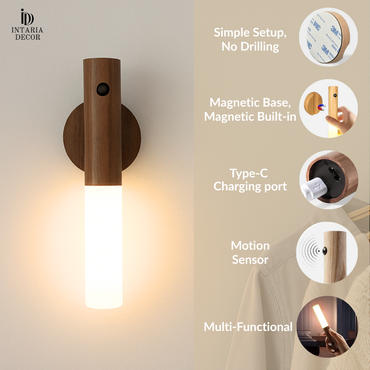 Wireless LED wall lamp with USB Type-C charging