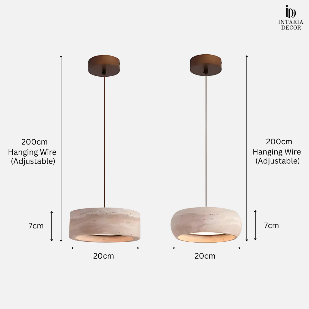 Hardwired stone hanging light fixture for kitchen island