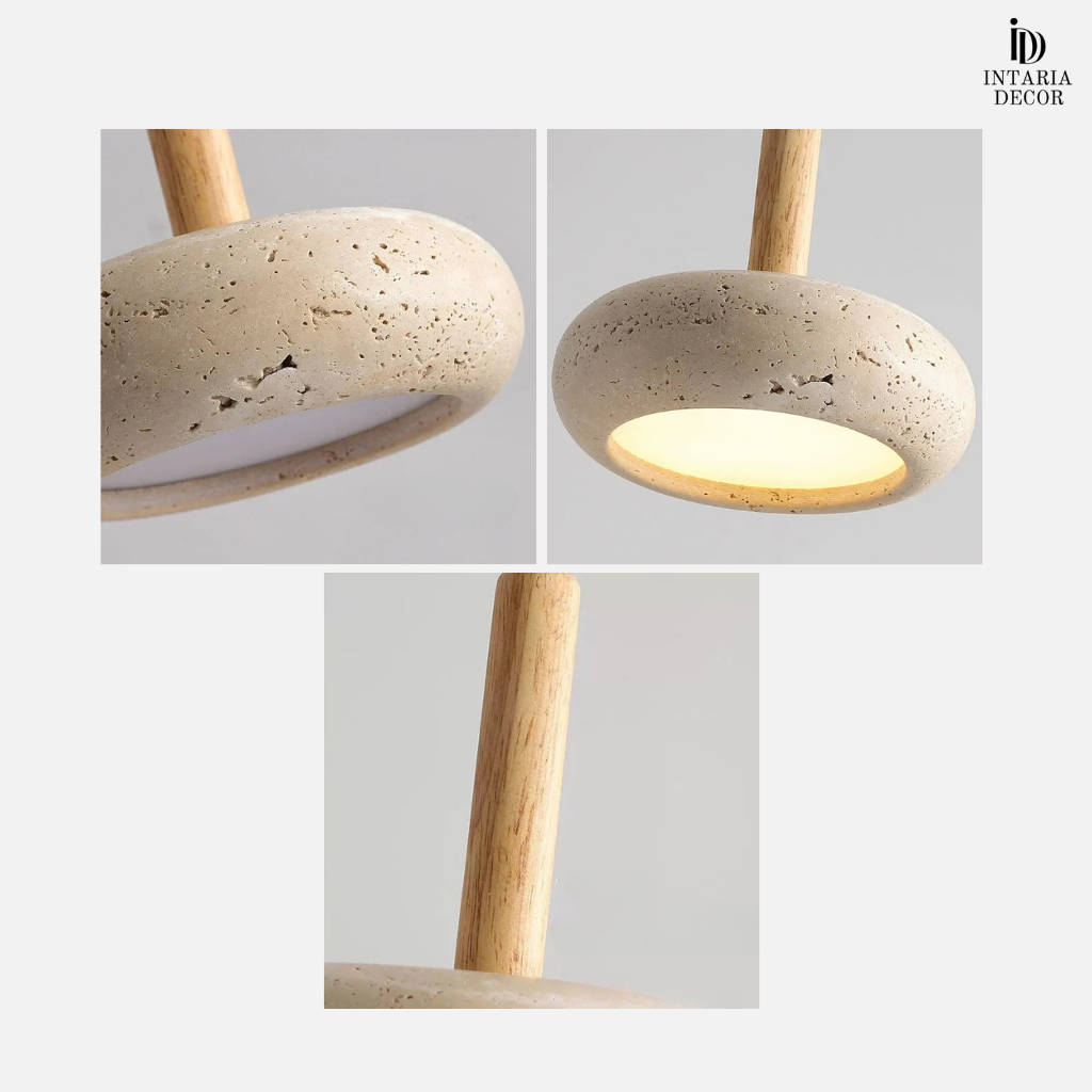 Natural stone LED pendant light fixture for modern interiors