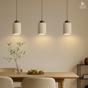 Natural stone pendant light for dining room or kitchen décor