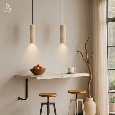 Minimalist hardwired stone pendant ceiling light for dining room