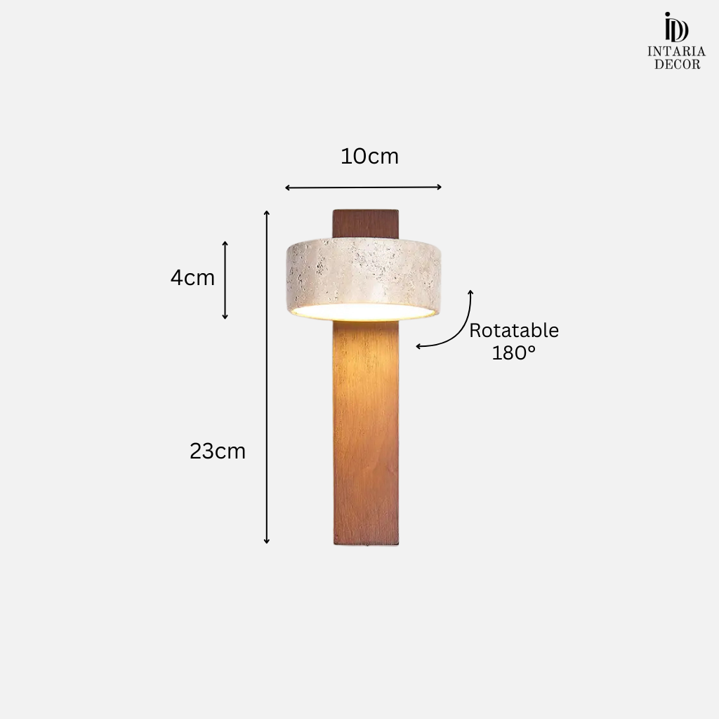 Stylish Rotatable Wall-Mounted Lamp in Natural Stone and Wood Finish