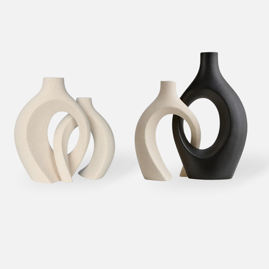 Evara Vases Set of 2 – modern ceramic vases with matte textured finish