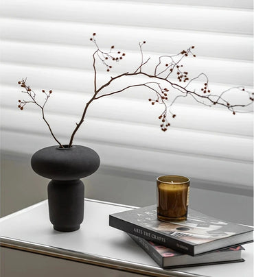 Kurobana Vase – slim ceramic and porcelain decorative vase with matte surface for fresh or dried flowers, minimalist modern home décor