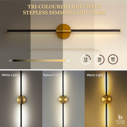 Adjustable aluminium wall lamp with tri-colour lighting