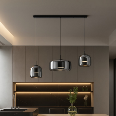 Semi-flush mount glass pendant light for kitchen and dining