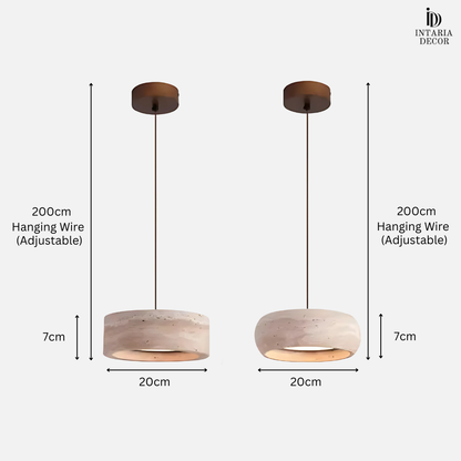 Hardwired stone hanging light fixture for kitchen island