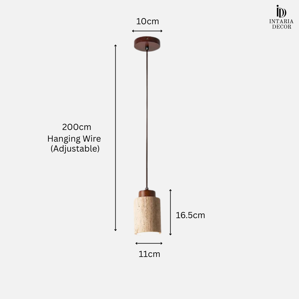 Contemporary hardwired stone pendant lamp with LED bulb