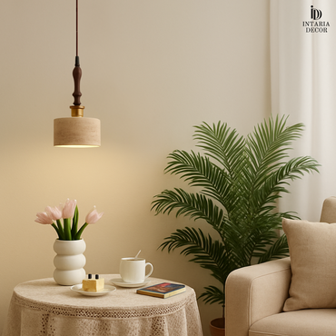 Minimalist natural pendant light for living room or dining