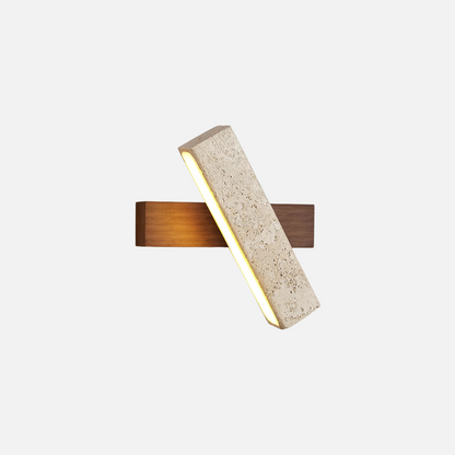 Minimalist LED wall lamp with stone and wood finish