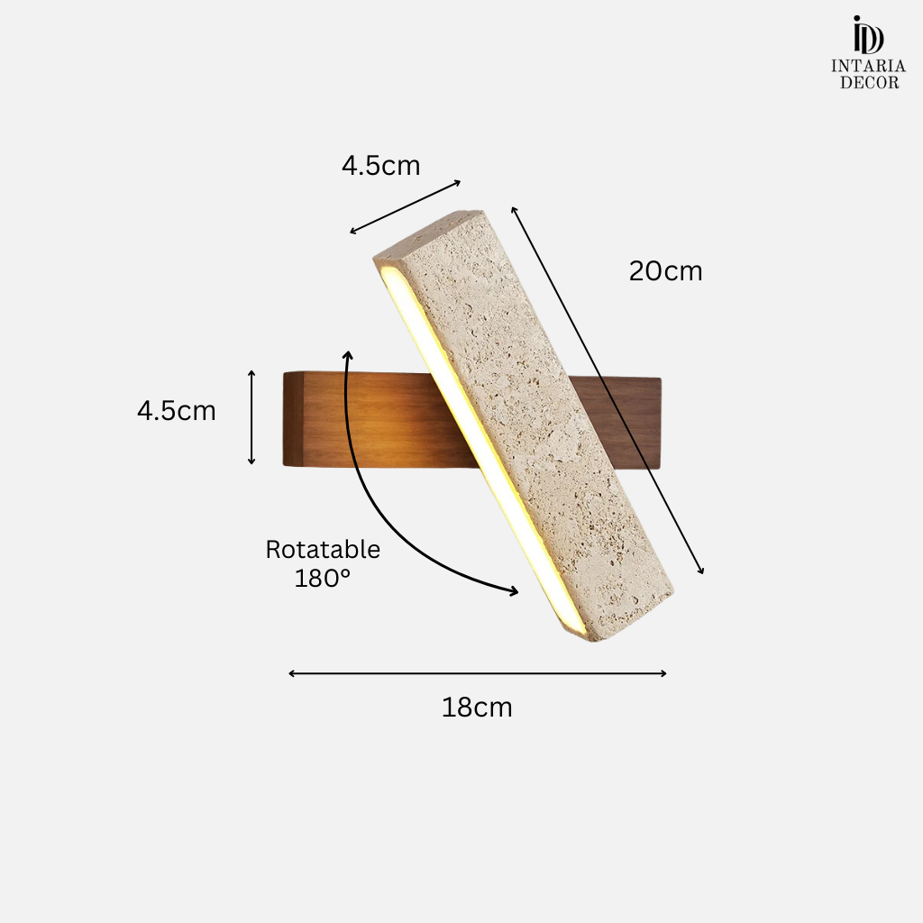 Wall-mounted rotatable stone wall light with natural design