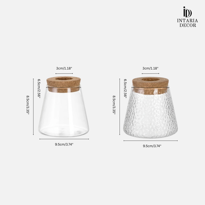 Small Glass Vase with Wooden Accent – Perfect for Flowers and Home Styling