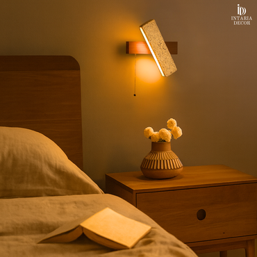 Modern wooden LED wall sconce for living room and bedroom