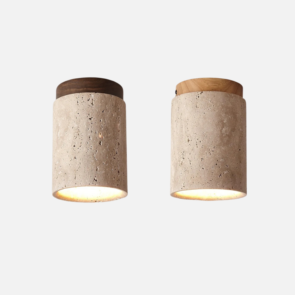 Arvox stone and wood ceiling light with LED bulb