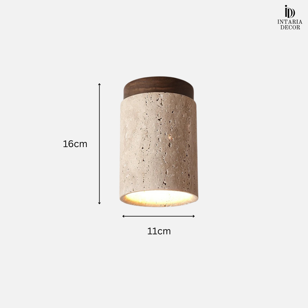 Minimalist stone and wood ceiling lamp 