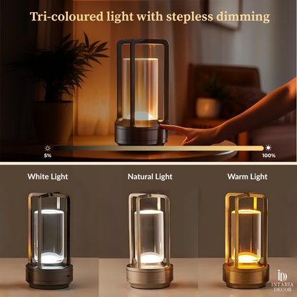 GlowTrail bedside lamp with tri-color LED lighting