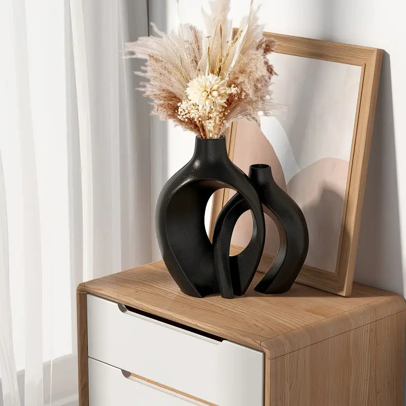 Minimalist ceramic vases set of 2 for modern home décor