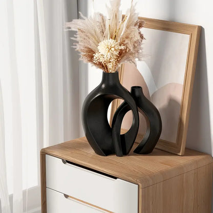 Minimalist ceramic vases set of 2 for modern home décor