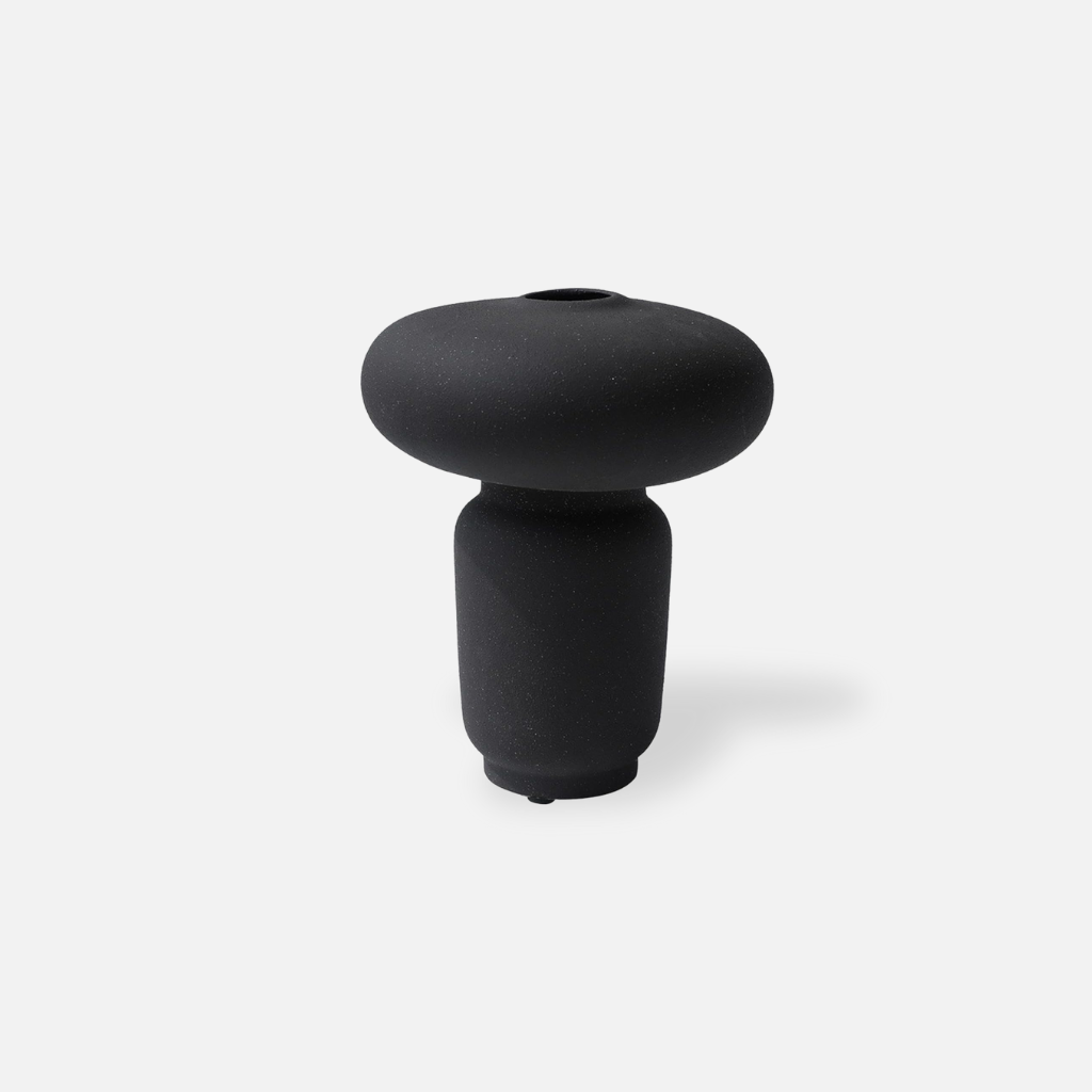 Kurobana Vase – slim ceramic and porcelain decorative vase with matte surface in black color