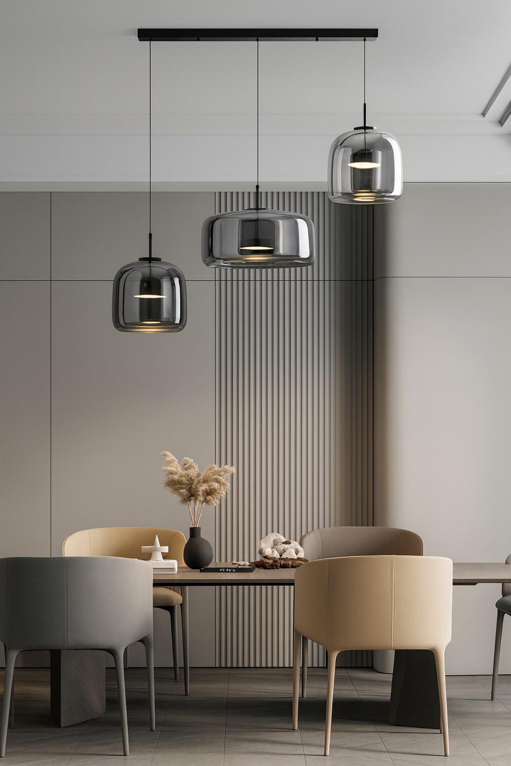 Semi-flush mount glass pendant light for dining