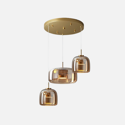 Glacine clear glass pendant light with tri-colour LED