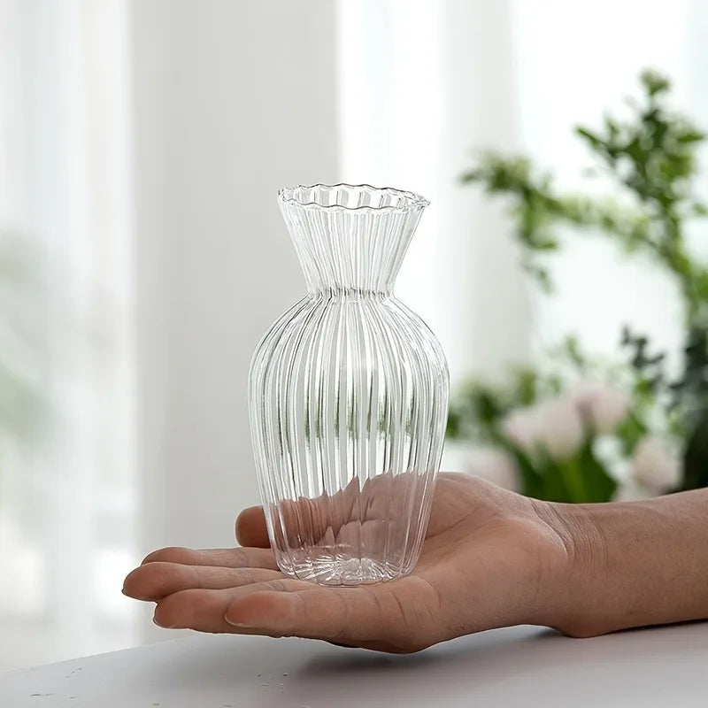 Compact Luma glass vase 6cm wide and 8.5cm tall, decorative minimalist design