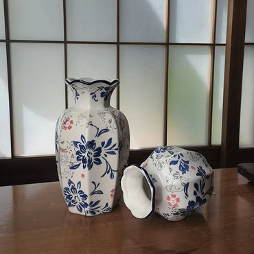 Porcelaire ceramic vases with porcelain surface design in small and large sizes, holding fresh and dried flowers